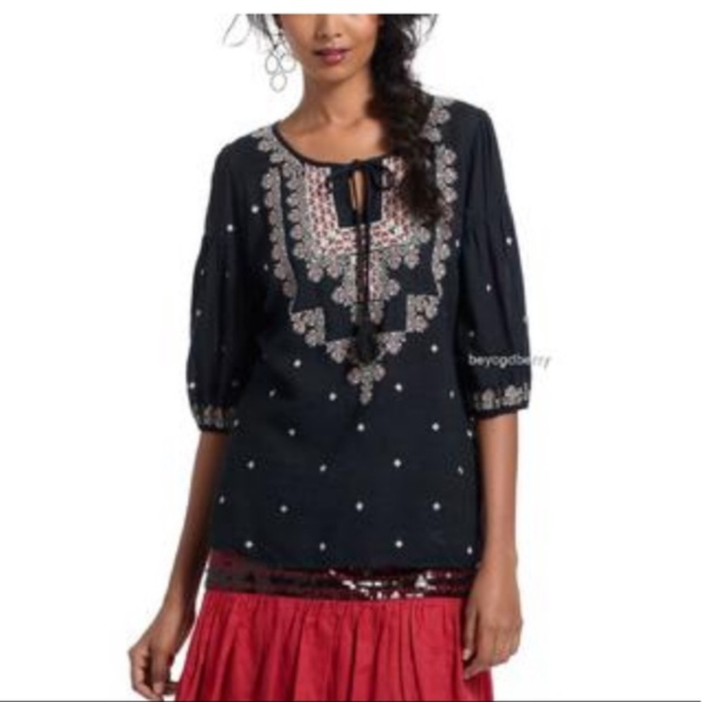 ANTHROPOLOGIE Vanessa Virginia Embroidered Top